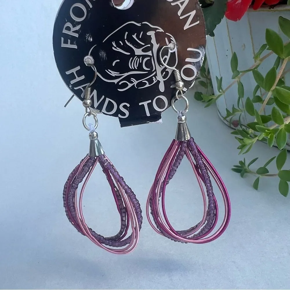 Handcrafted From Artisan Hands To You Boho Beaded Drop Earrings